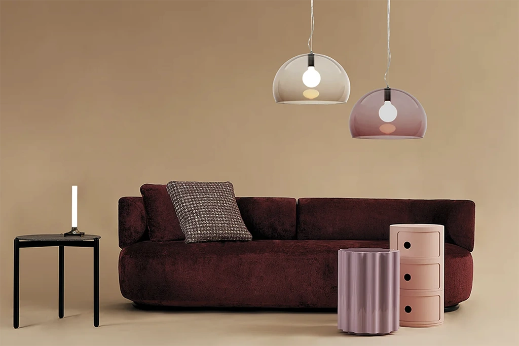 FL/Y, fly, fl-y transparante hanglamp paars en companibili